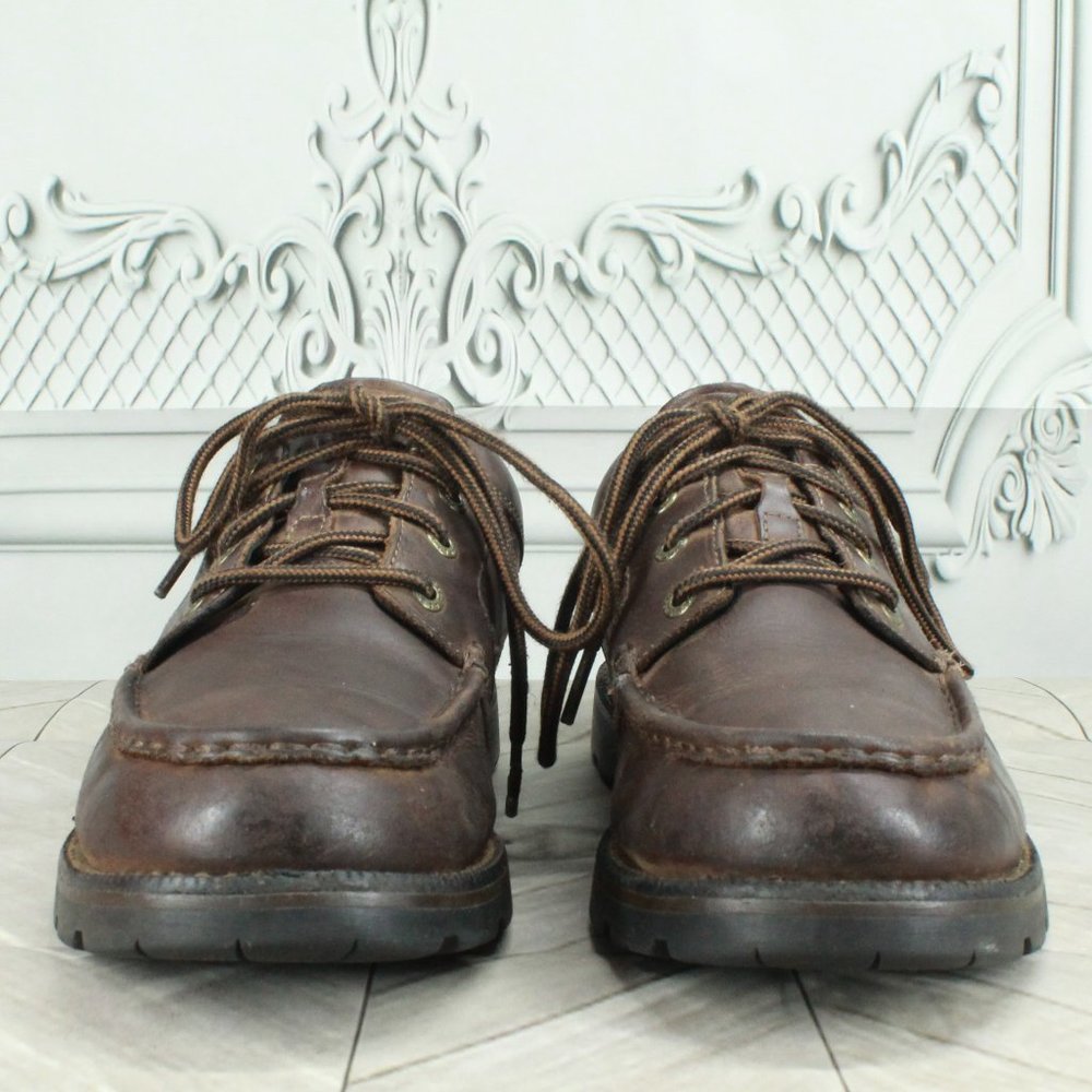 LL BEAN Brown Leather Waterproof Lace Up Oxford Shoes Size 9 - Picture 4 of 8